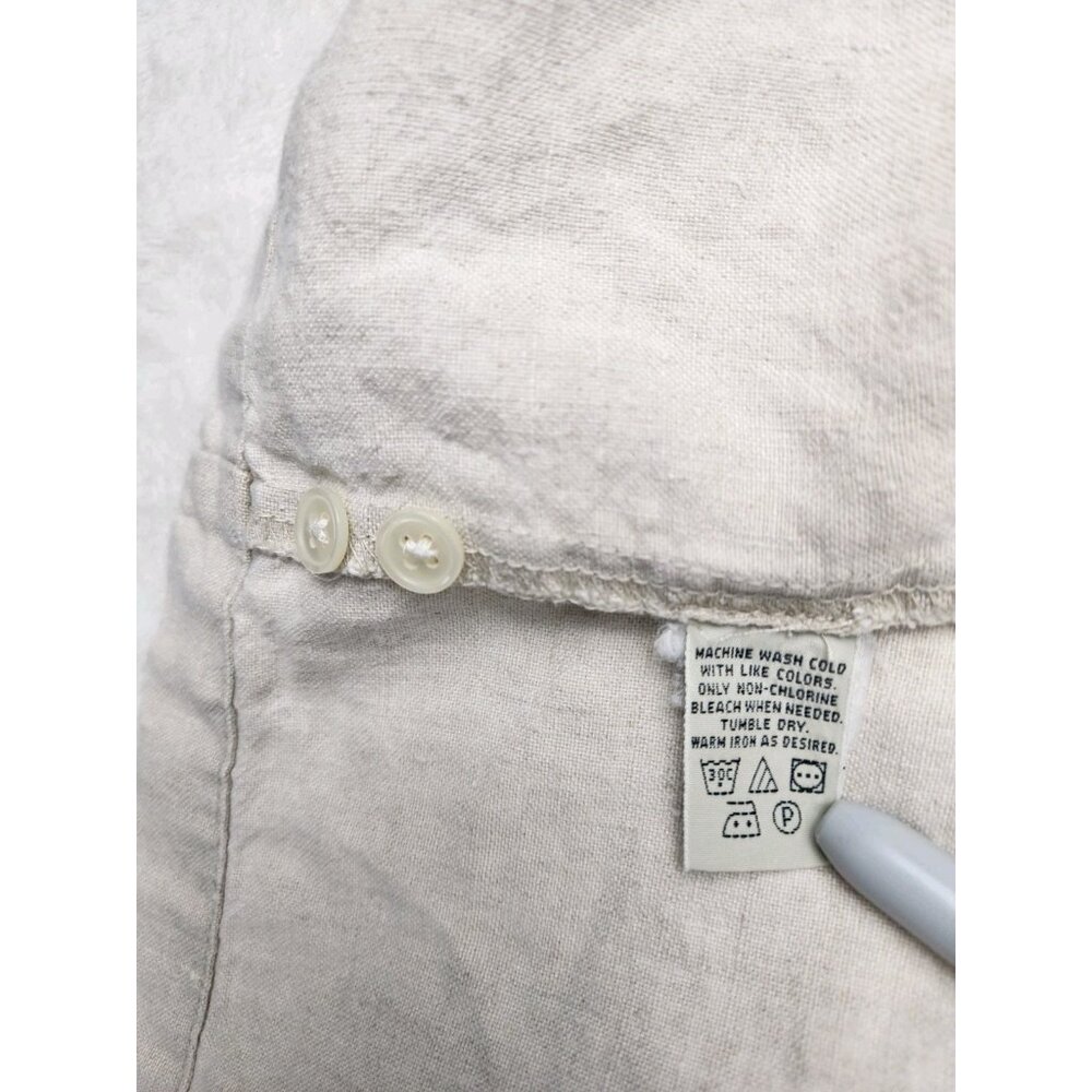 Eddie Bauer Linen Jumper Dress Size Medium Beige Vintage Prairie Cottagecore‎ - Picture 9 of 12